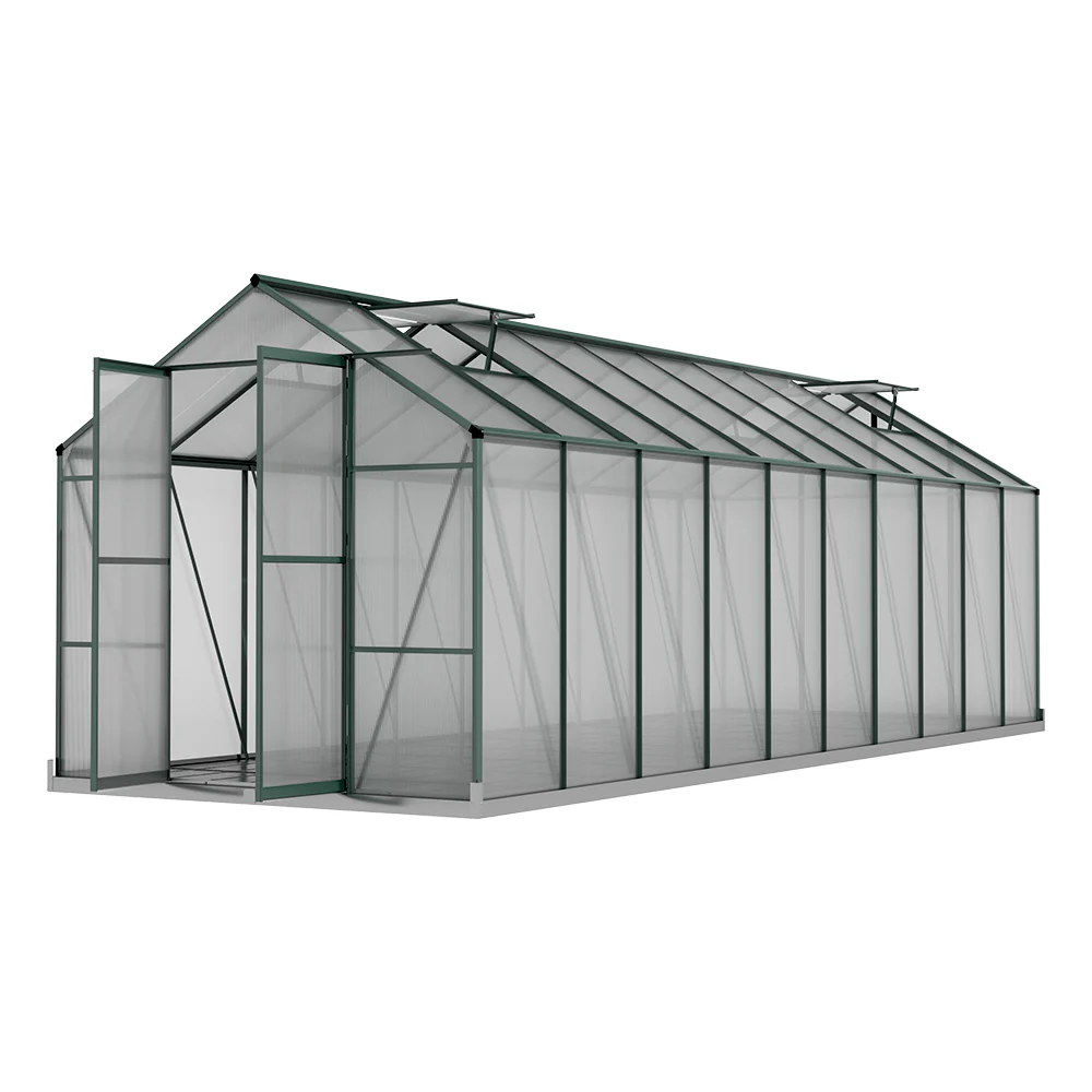 Greenfingers Greenhouse 6.3x2.44x2.1M Aluminium Polycarbonate Green House Garden Shed - Nurns