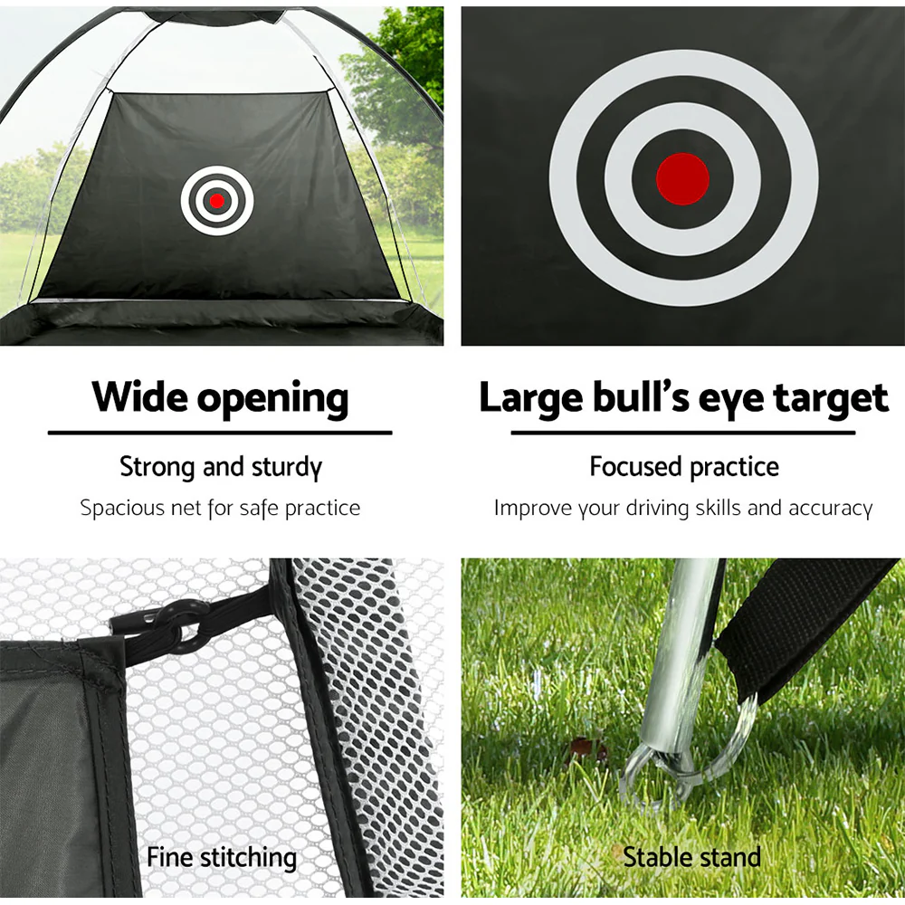 Everfit 3M Golf Practice Net Portable Training Aid Driving Target Tent Black - Nurns