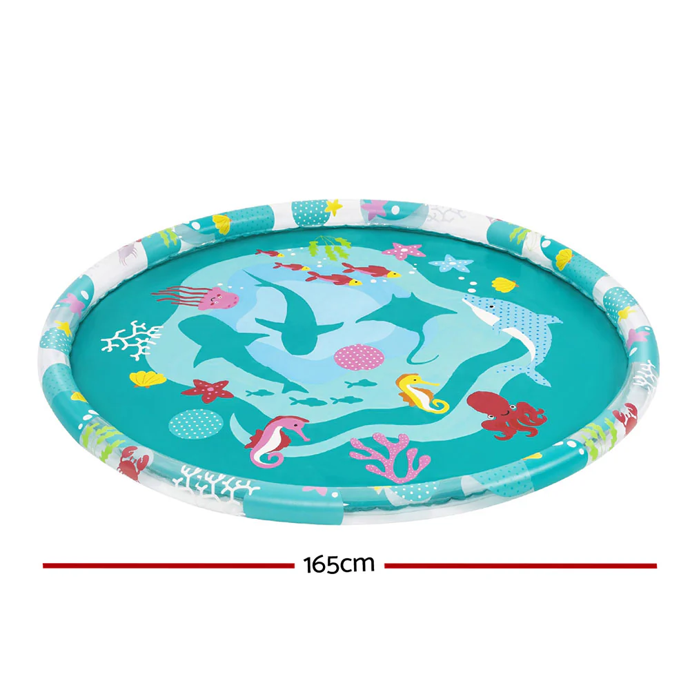 Bestway Kids Inflatable Pad Round Splash Pool Sprinkler Spray Toys Marine 165cm - Nurns