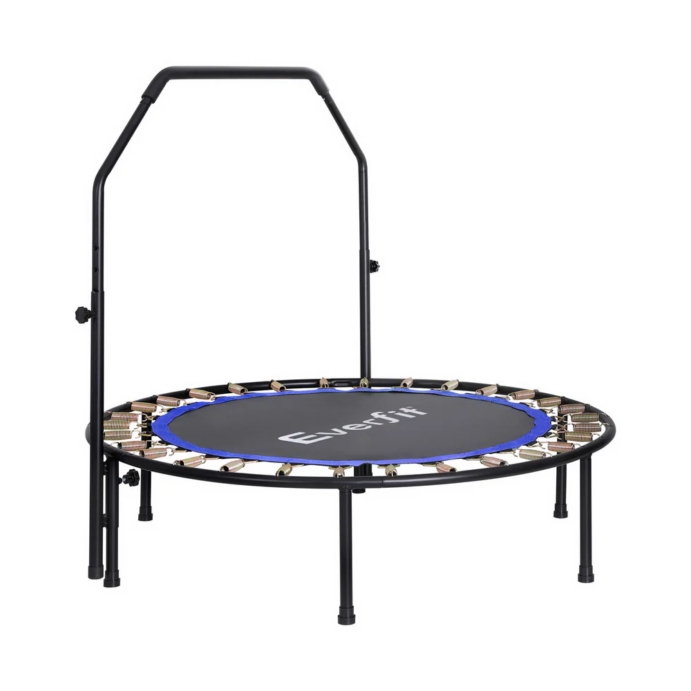 Everfit Trampoline 4FT Round Fitness Rebounder Adjustable Handrail Blue - Nurns