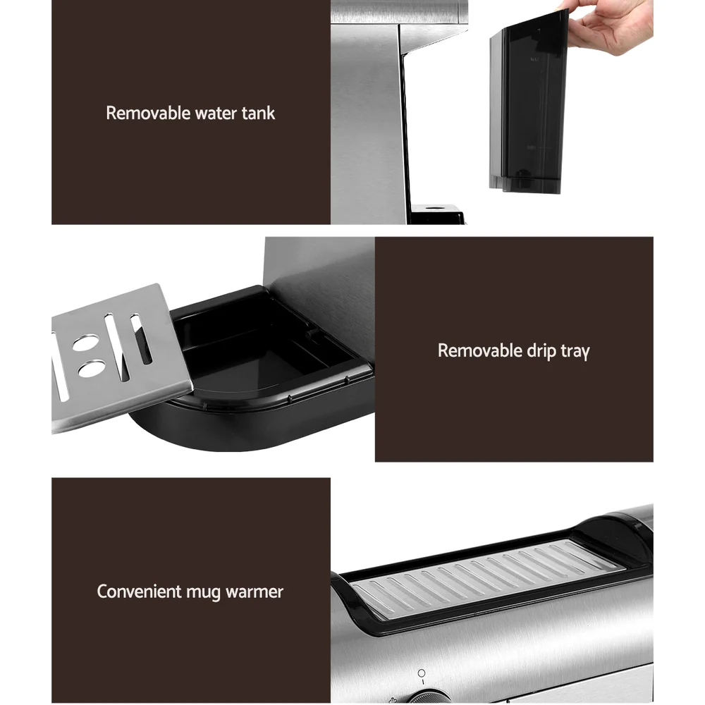 Devanti 20 Bar Coffee Machine Espresso Cafe Maker - Nurns