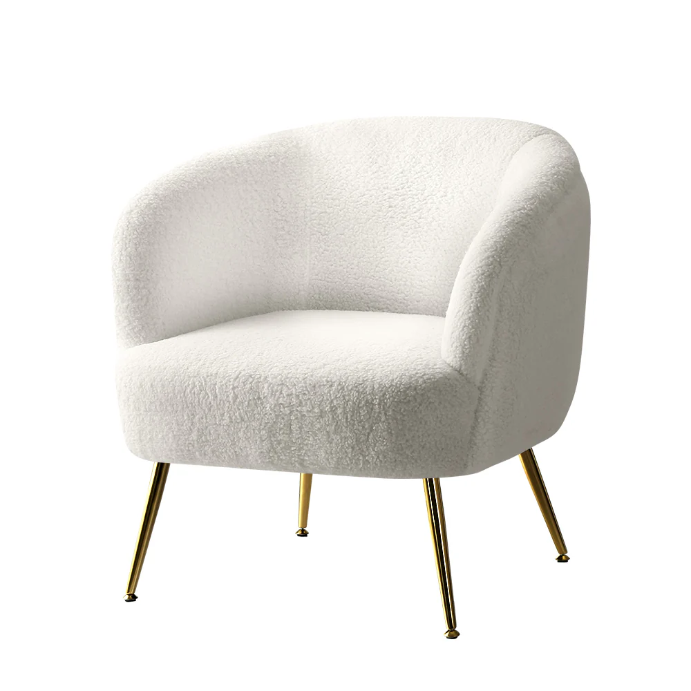 Macy Accent Sherpa Bouclé Lounge Armchair - White - Nurns