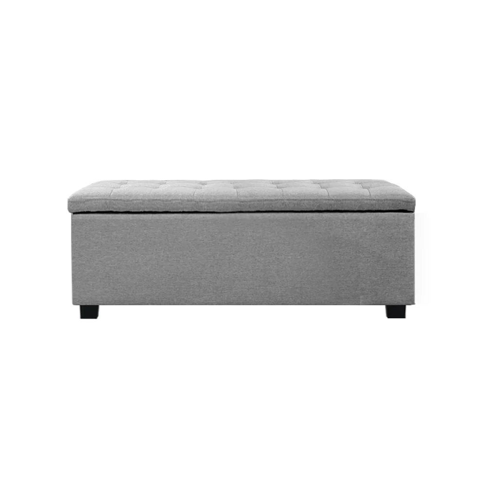 Large Fabric Storage Ottoman - Light Grey - Nurns