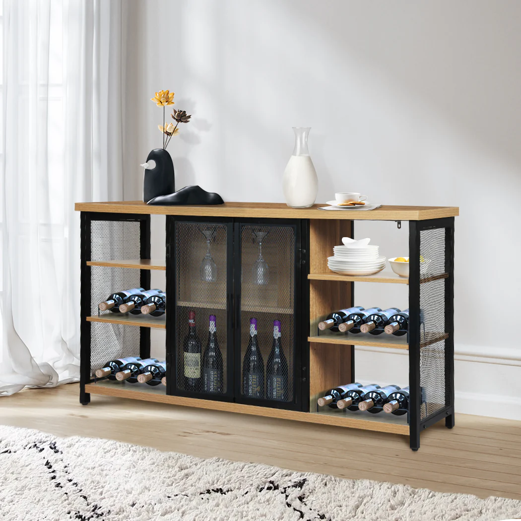 Bar Cabinet Buffet Sideboard - Oak - Nurns