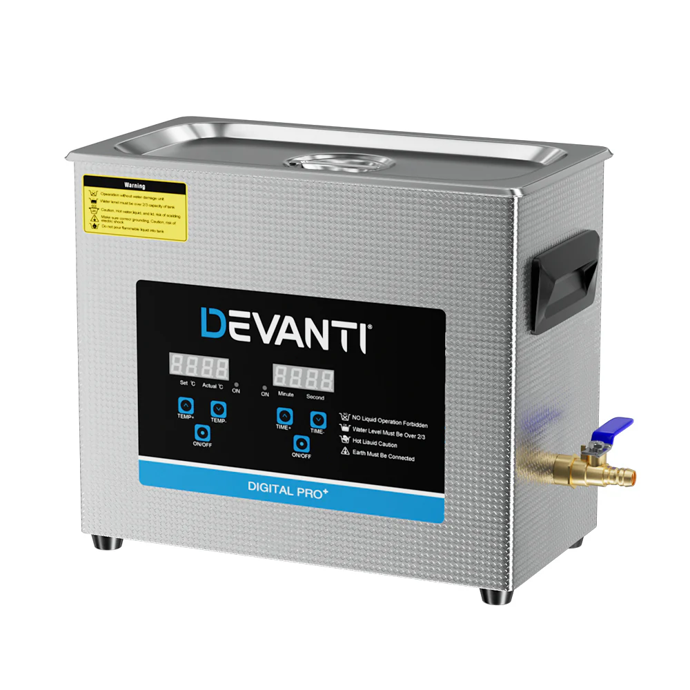 Devanti 6.5L Ultrasonic Cleaner Heater Cleaning Machine Timer Industrial 180W - Nurns