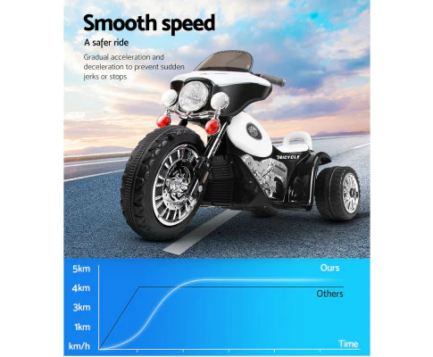 Kids Ride On Motorbike Motorcycle Toys - White - Nurns