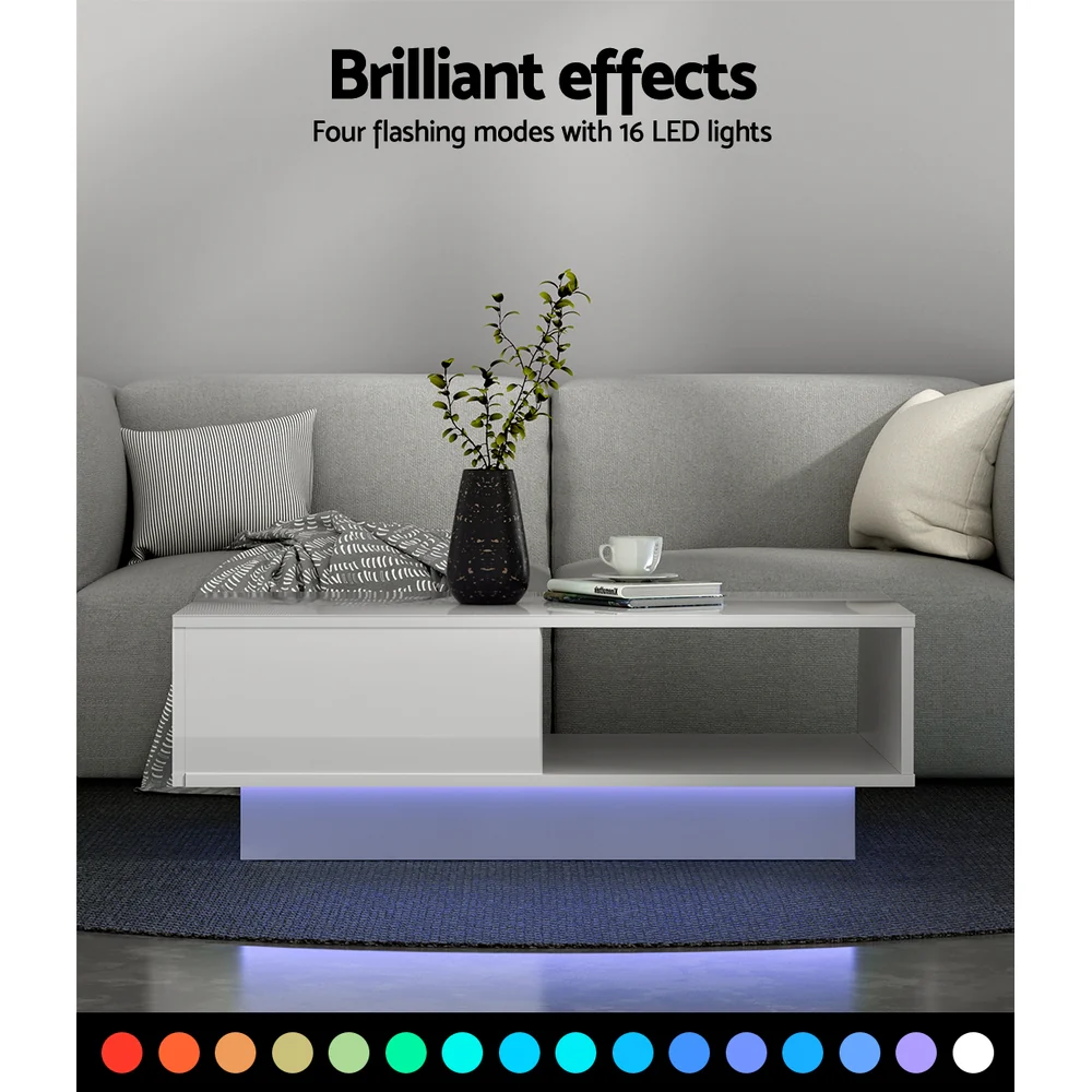 Ianthe LED Lights Coffee Table - White - Nurns