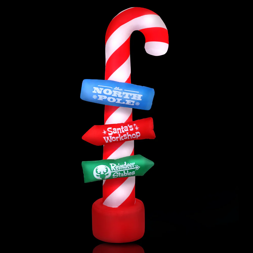 Candy Pole Christmas Inflatable Illuminated Xmas Decorations - 2.4M - Nurns