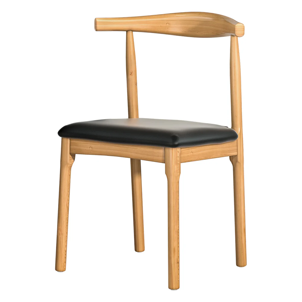 Esme Dining Chair Rubber Wood Leather Seat - Pine & Black - Nurns