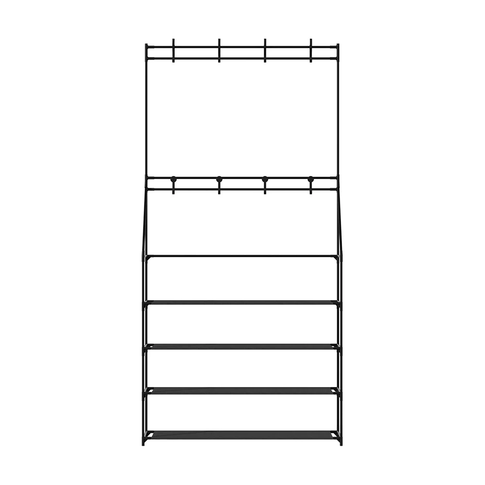 Artiss Shoe Rack Hall Tree 16 Pairs Black - Nurns