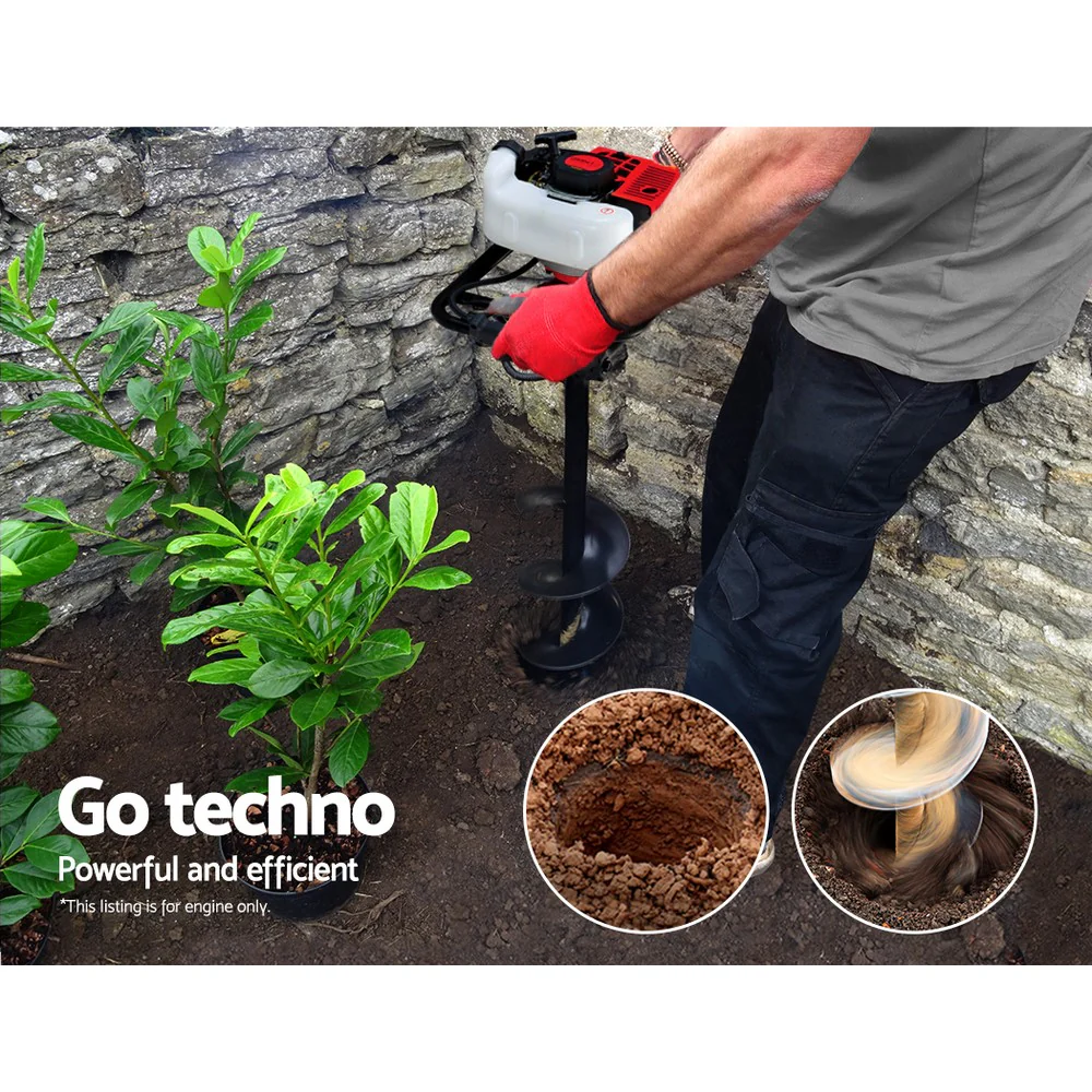 92CC Post Hole Digger Motor Only Petrol Engine Red - Nurns