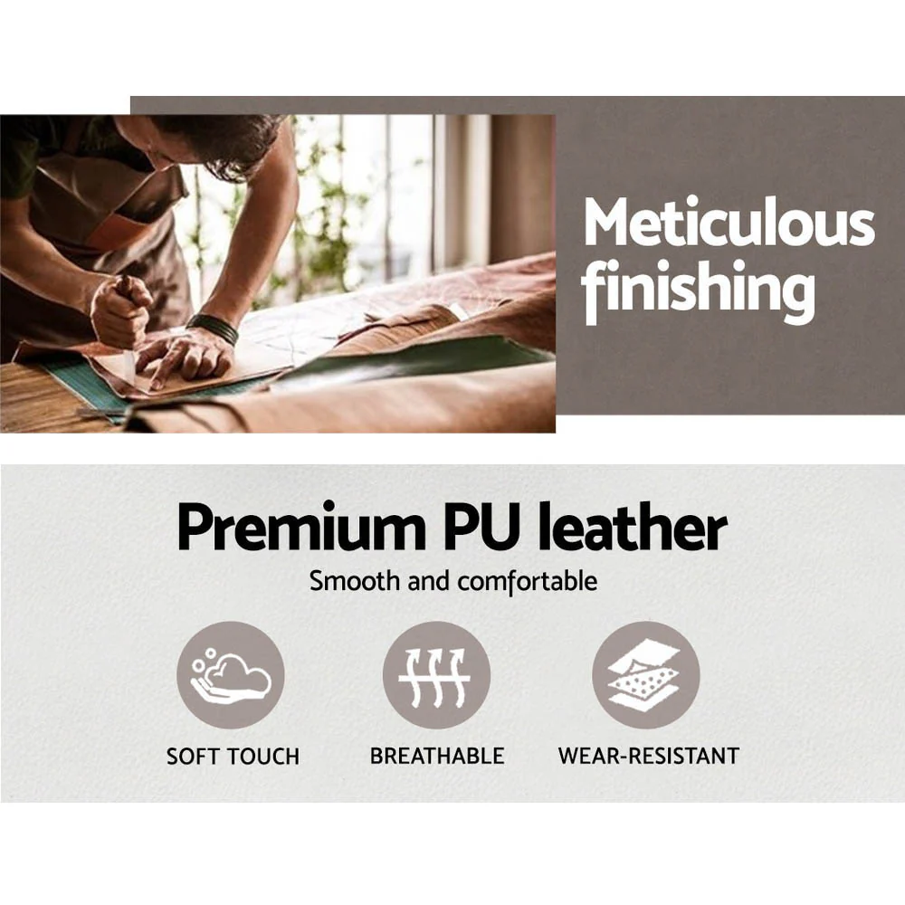 Artiss Wooden Office Chair Leather Seat White - Nurns