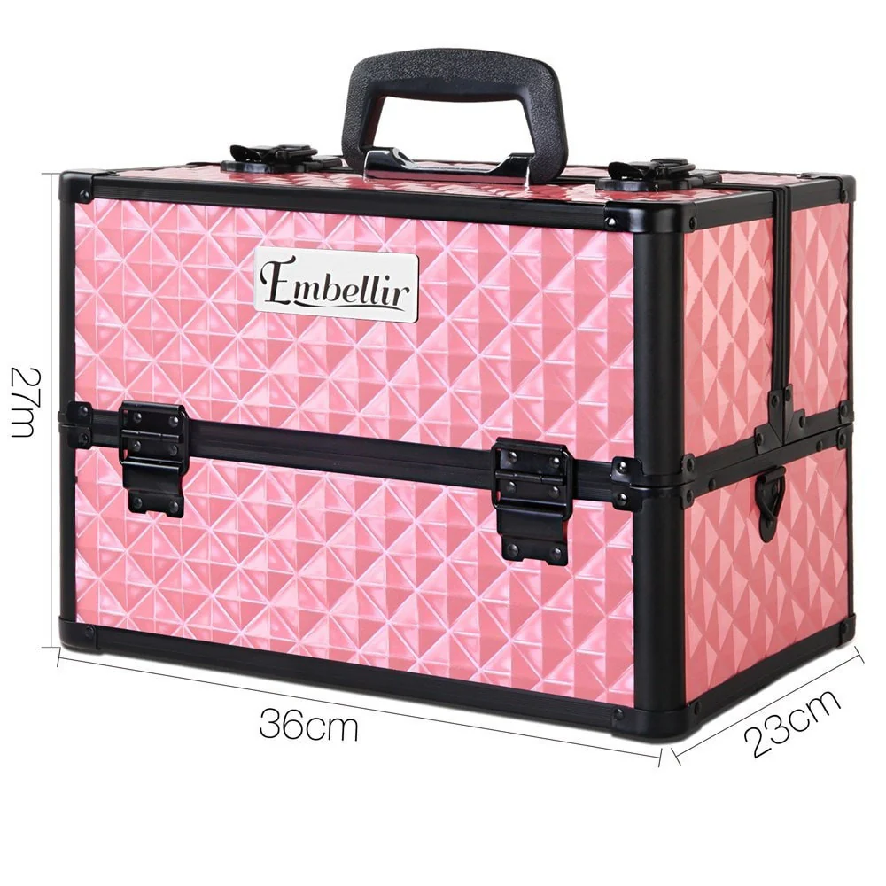 Portable Cosmetic Beauty Makeup Case - Diamond Pink - Nurns