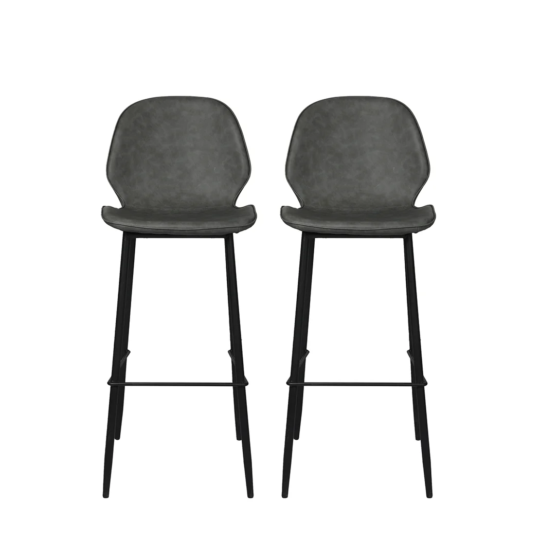 Set of 2 Zurich Bar Stool Barstools Counter - Grey - Nurns