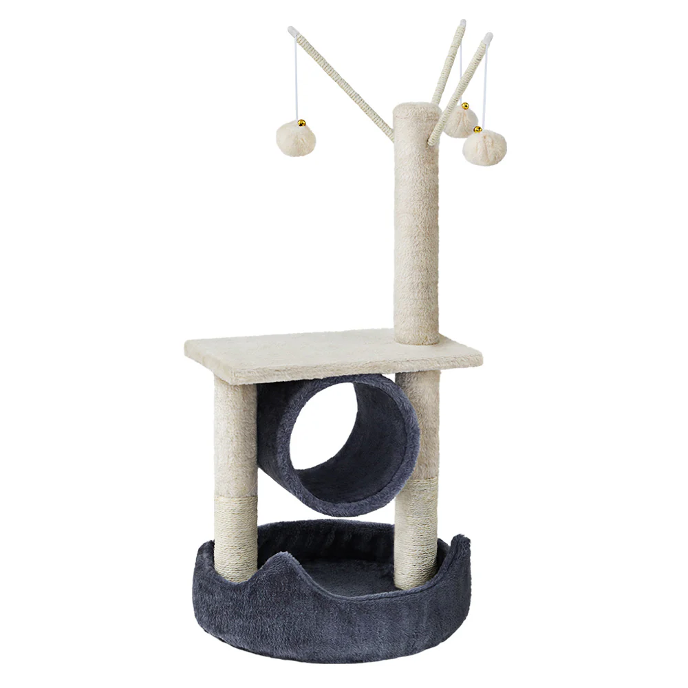 Cat Tree Scratching Post 76cm Scratcher Tower Condo House Hanging toys - Grey - Nurns