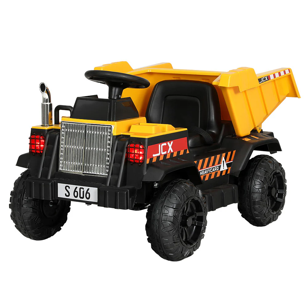 Kids Ride On Car Dumptruck 12V Electric Bulldozer Toys Cars Battery - Yellow - Nurns