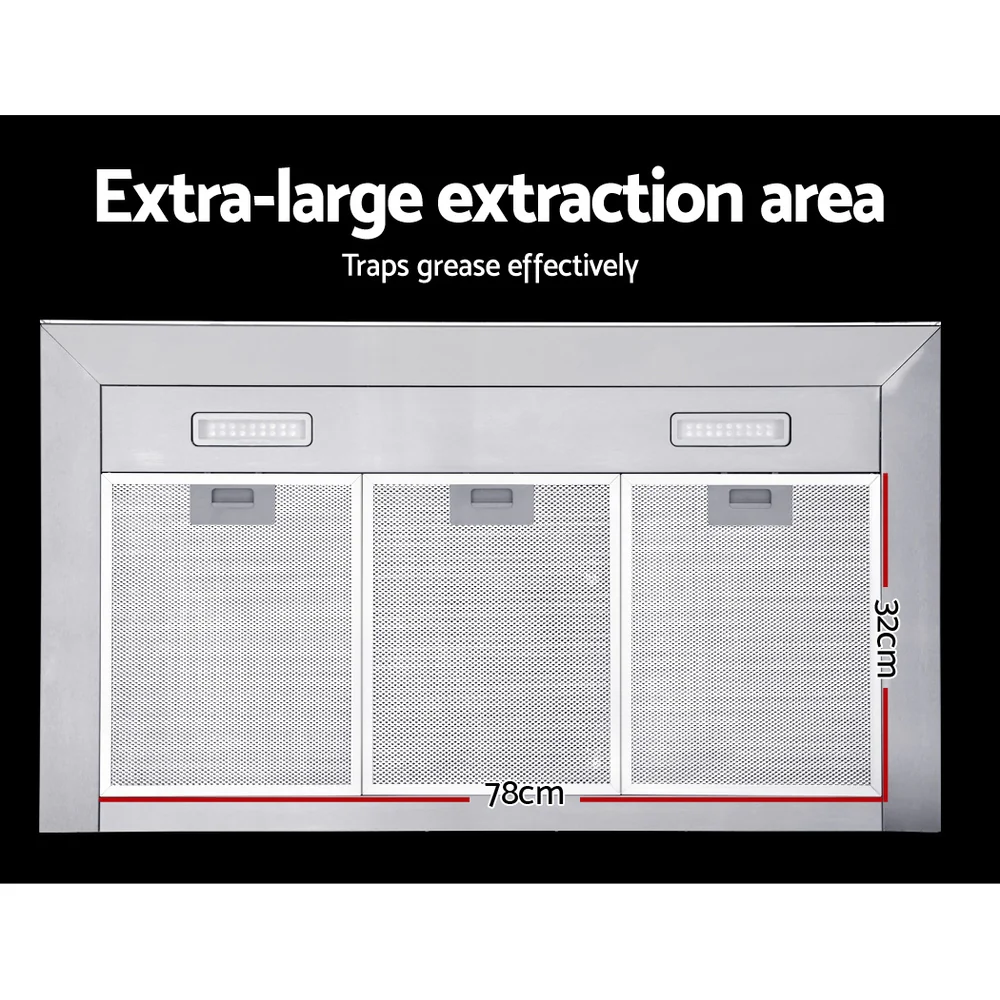 Devanti 900mm Range Hood 90cm Rangehood Glass Stainless Steel - Nurns