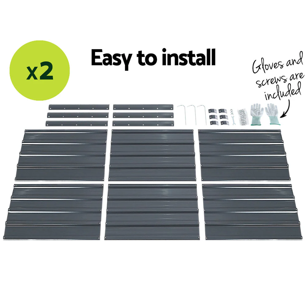 Set of 2 Garden Bed 130x130x46cm Planter Box Raised Container Galvanised - Nurns