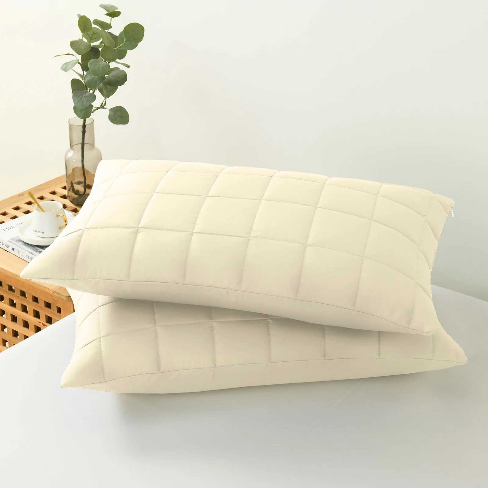 QUEEN 3-Piece Coverlet Set Bedspread Soft Touch Easy Care Breathable - Beige - Nurns