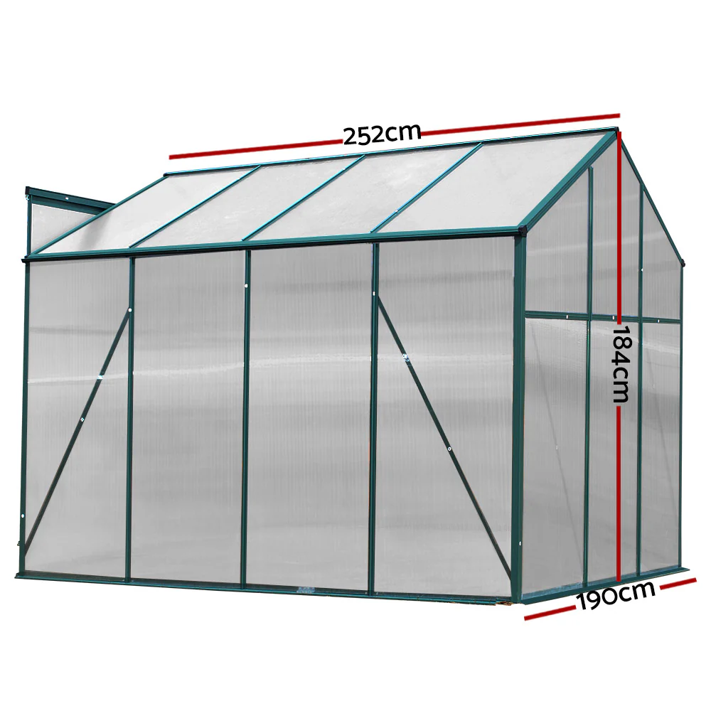 Greenfingers Greenhouse 2.52x1.9x1.83M Aluminium Polycarbonate Green House Garden Shed - Nurns