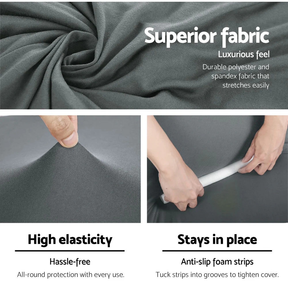 Sofa Cover Elastic Stretchable Couch Covers Grey 3 Seater - Nurns