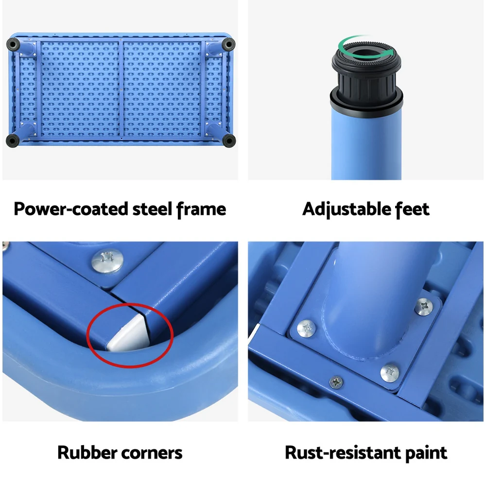 Padma Kids Table & Chairs Set 120cm Toddler Children Playing Table Party Study Plastic Desk - Blue - Nurns