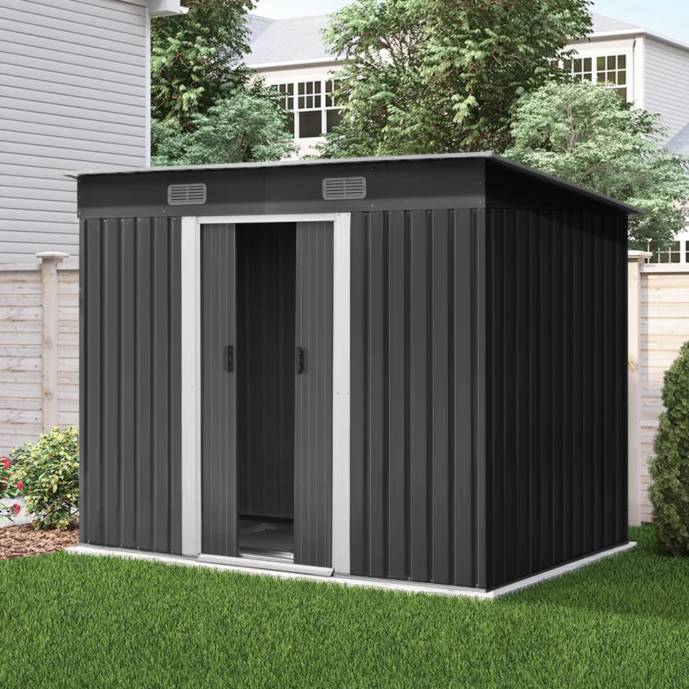 Giantz Garden Shed 2.38x1.31M w/Metal Base Sheds Outdoor Storage Tool Workshop Sliding Door - Nurns