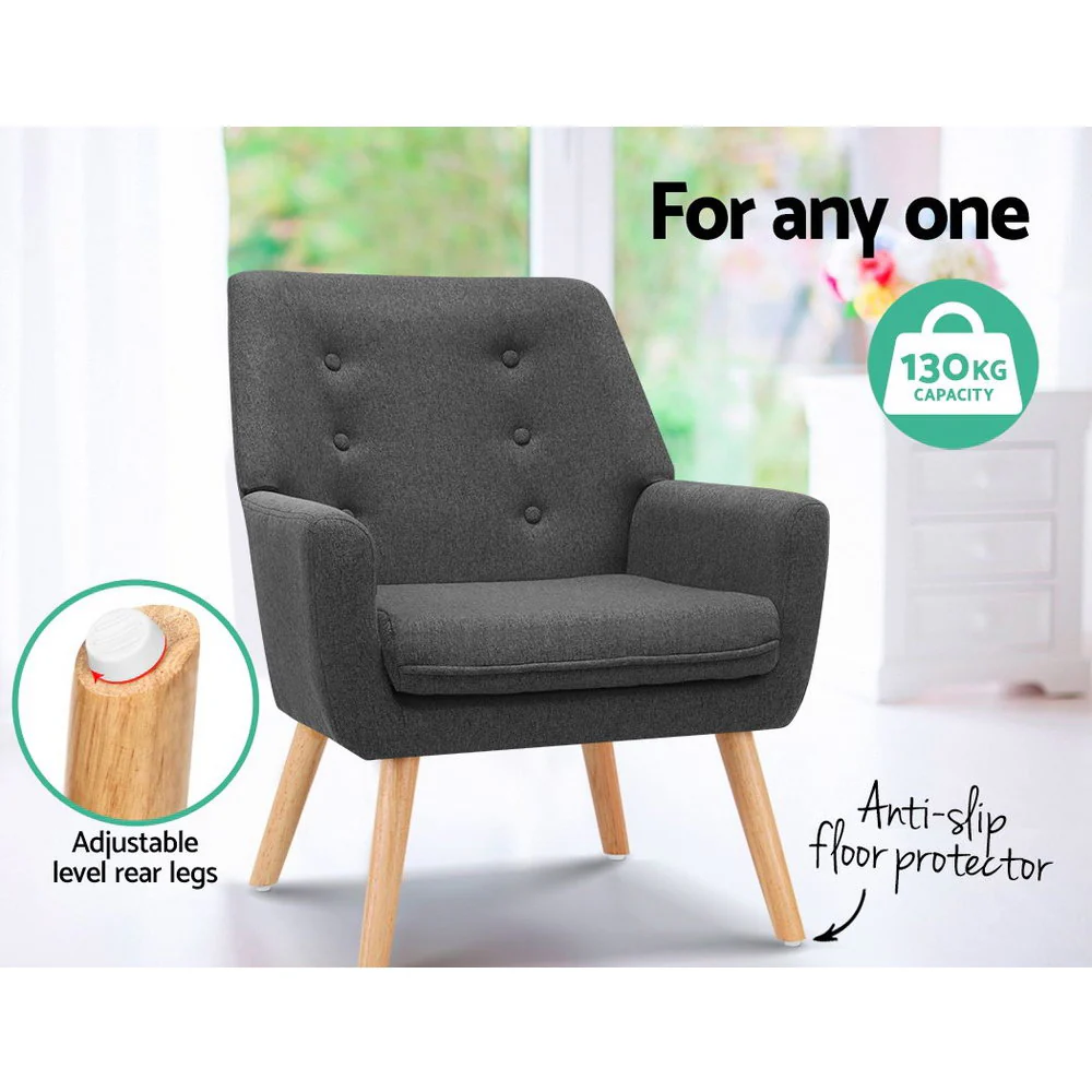 Audene Armchair Linen Fabric - Charcoal - Nurns