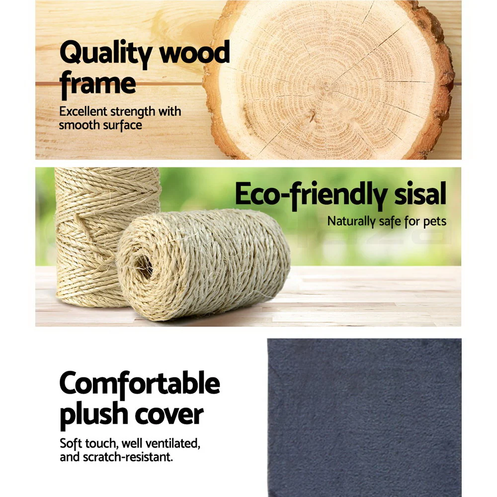 Cat Tree 134cm Trees Scratching Post Scratcher Tower Condo House Furniture Wood Grey - Nurns