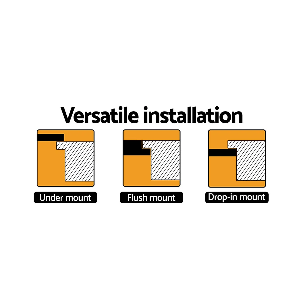 Stone Kitchen Sink 1160X500MM Granite Under/Topmount Basin Double Bowl Black - Nurns