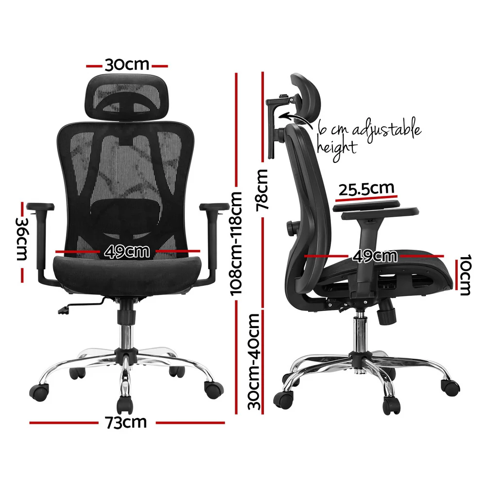 Artiss Ergonomic Office Chair Recline Black - Nurns