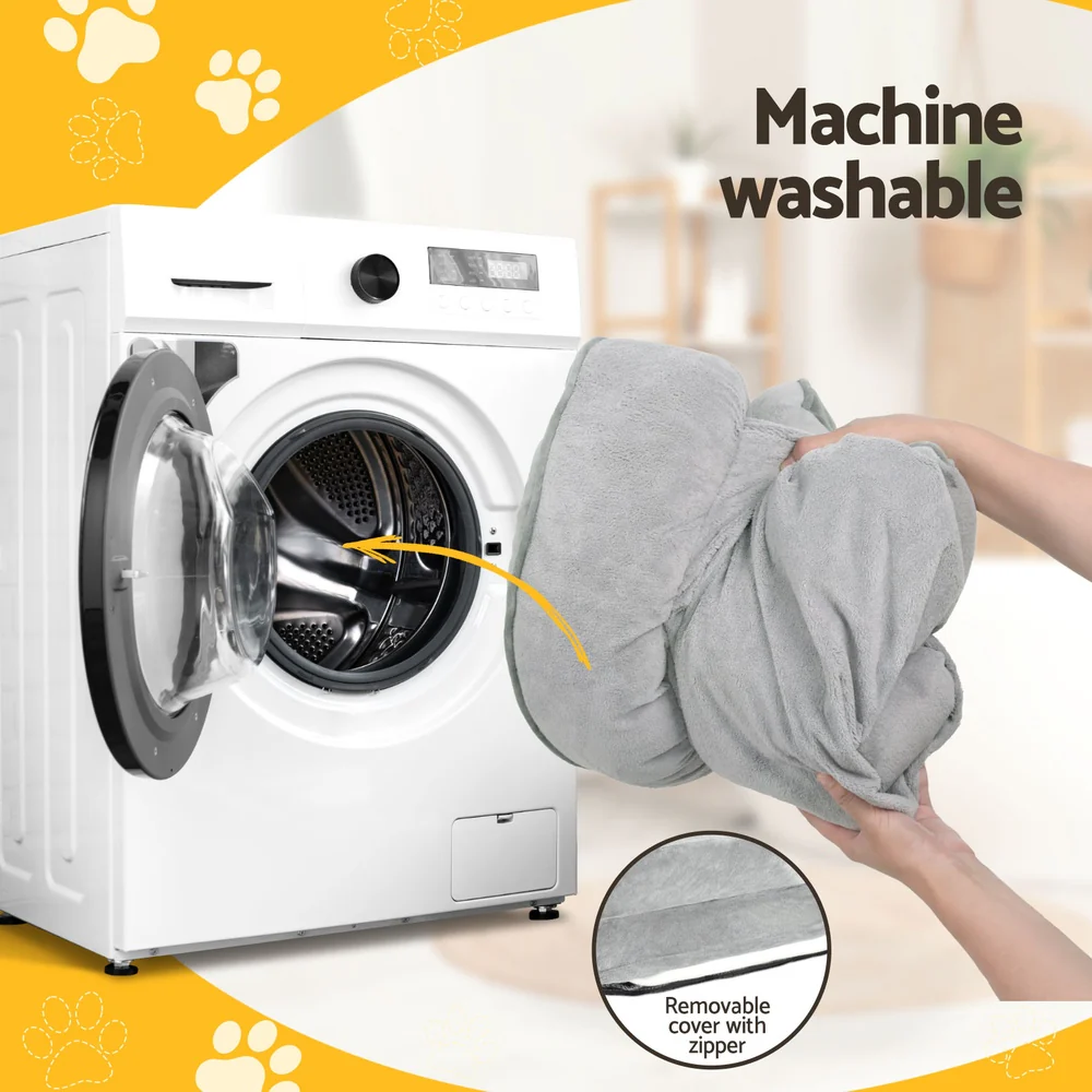 LARGE Dog Beds Pet Calming Soft Cushion Egg Crate Sofa Washable Removable - Grey - Nurns