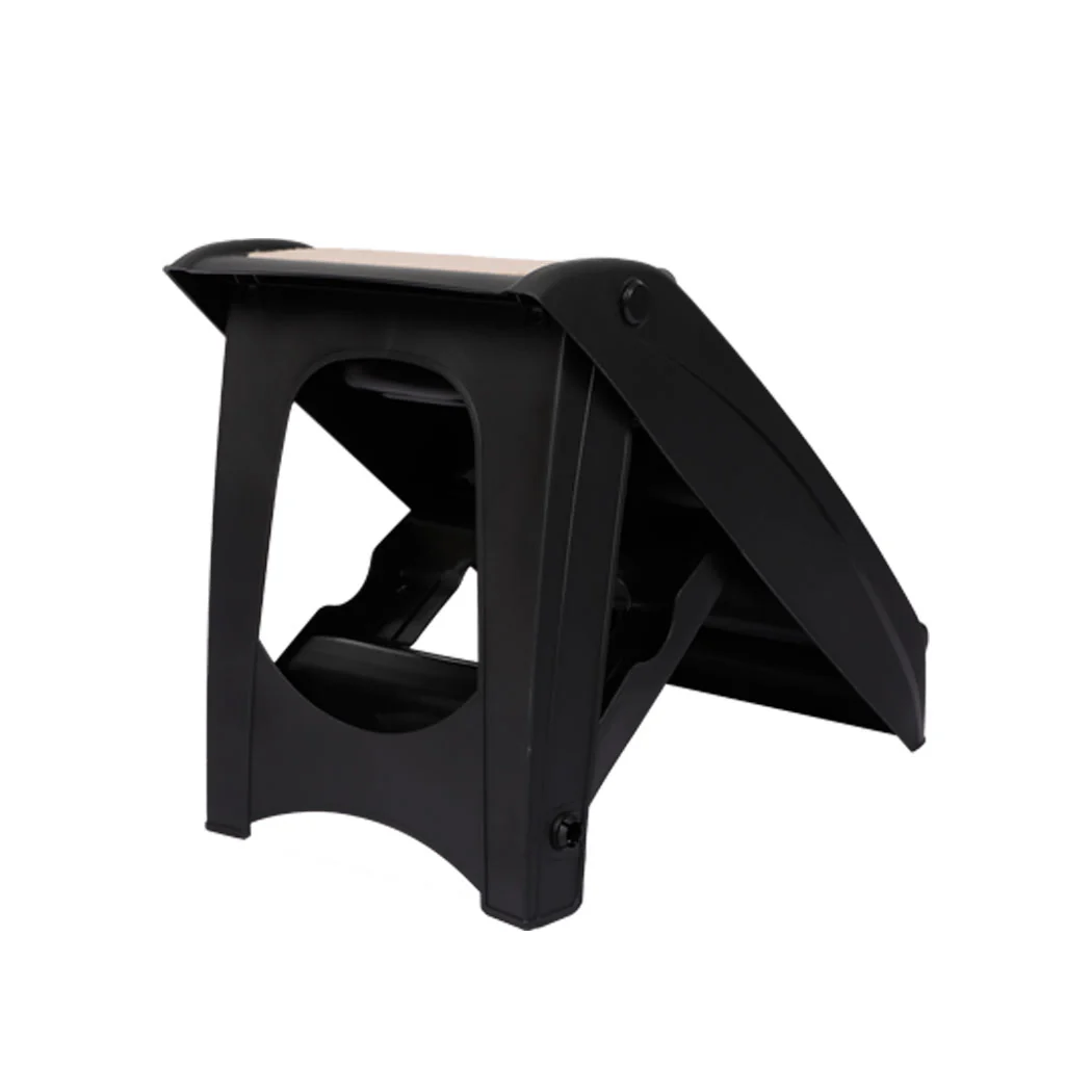 Pet Stairs Ramp Steps Portable Foldable Climbing Ladder Soft Washable Dog Black - Nurns