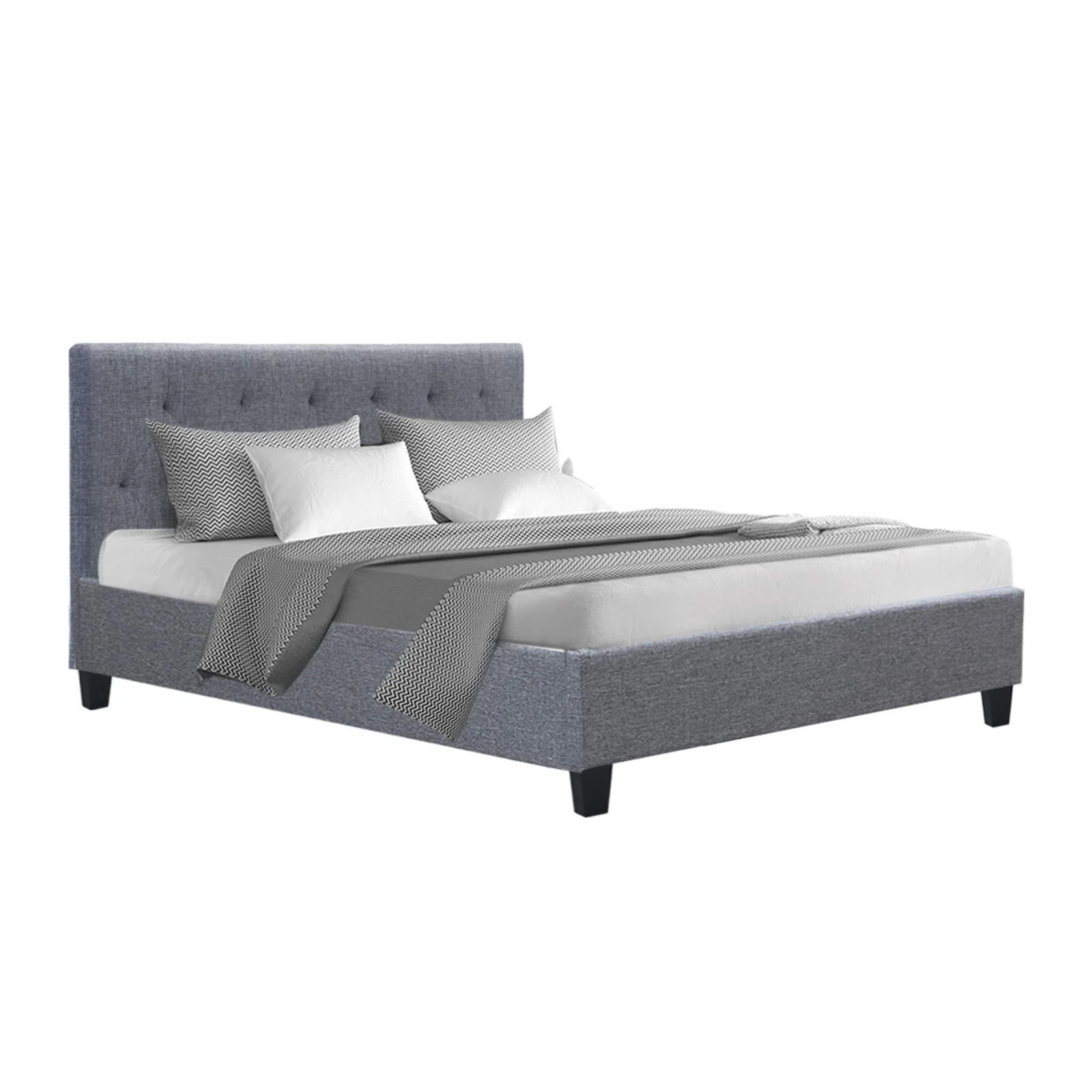 Valencia Bed Frame Fabric- Grey Double - Nurns