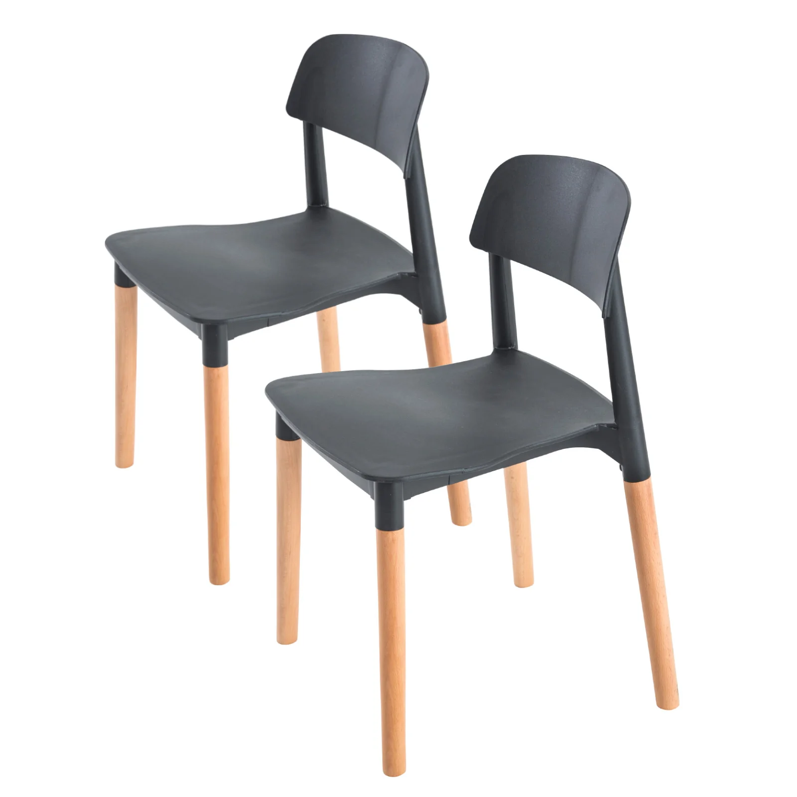 Mabel Set of 2 Retro Belloch Stackable Dining Cafe Chair - Black - Nurns