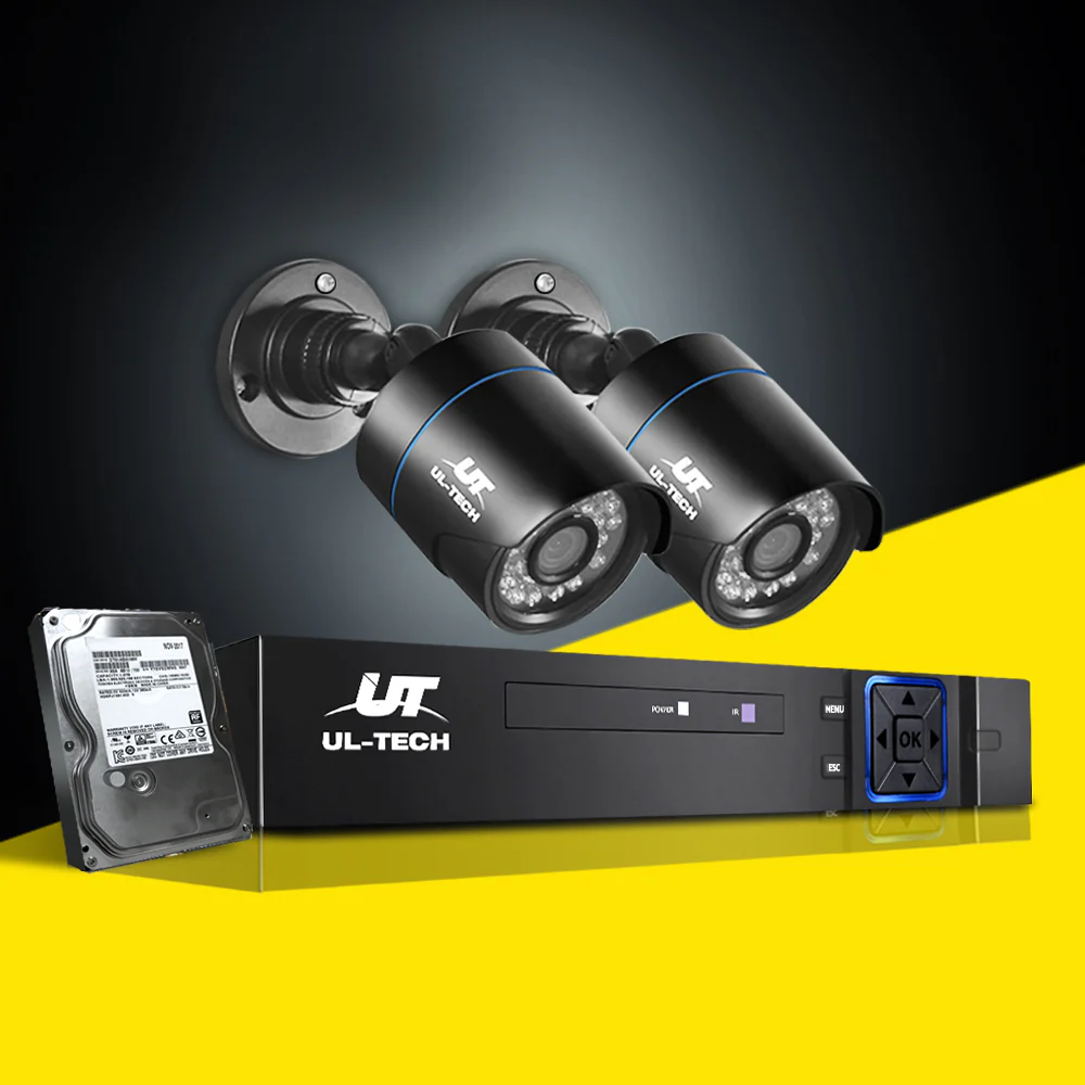CCTV Security System 4CH DVR 2 Cameras 1TB Hard Drive - Nurns