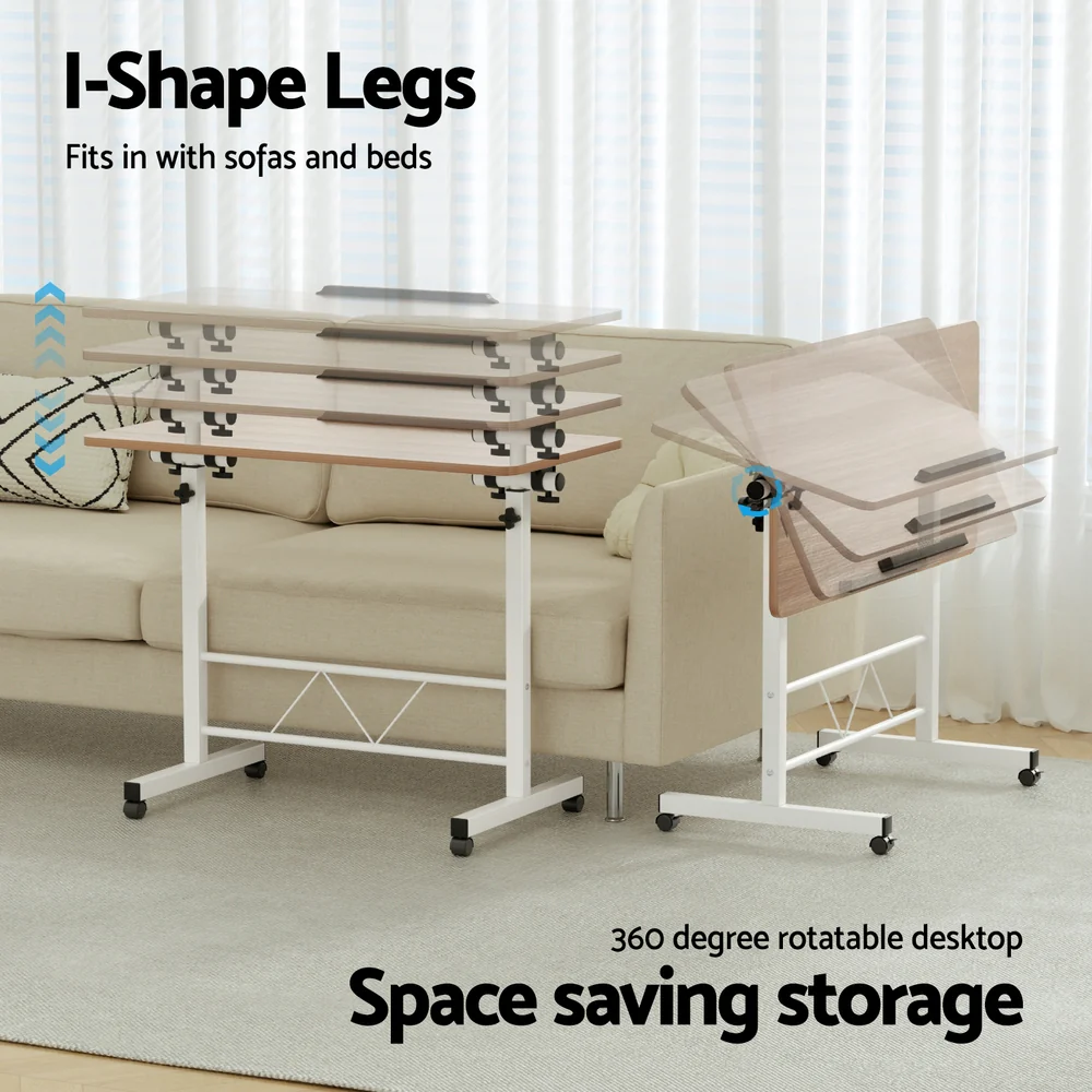 Artiss Laptop Desk Table Adjustable 80cm Light Wood - Nurns