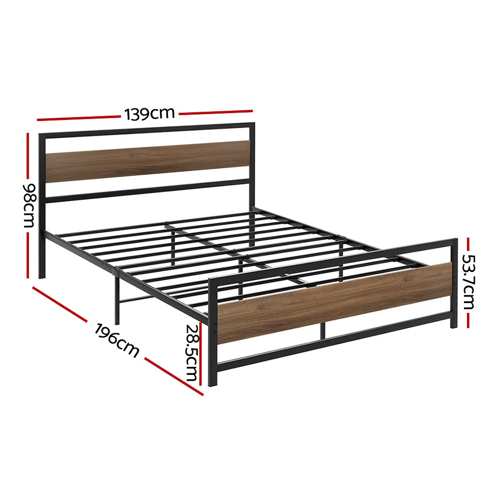 Kunzite Bed & Mattress Package with 34cm Black Mattress no Drawers - Black Double - Nurns