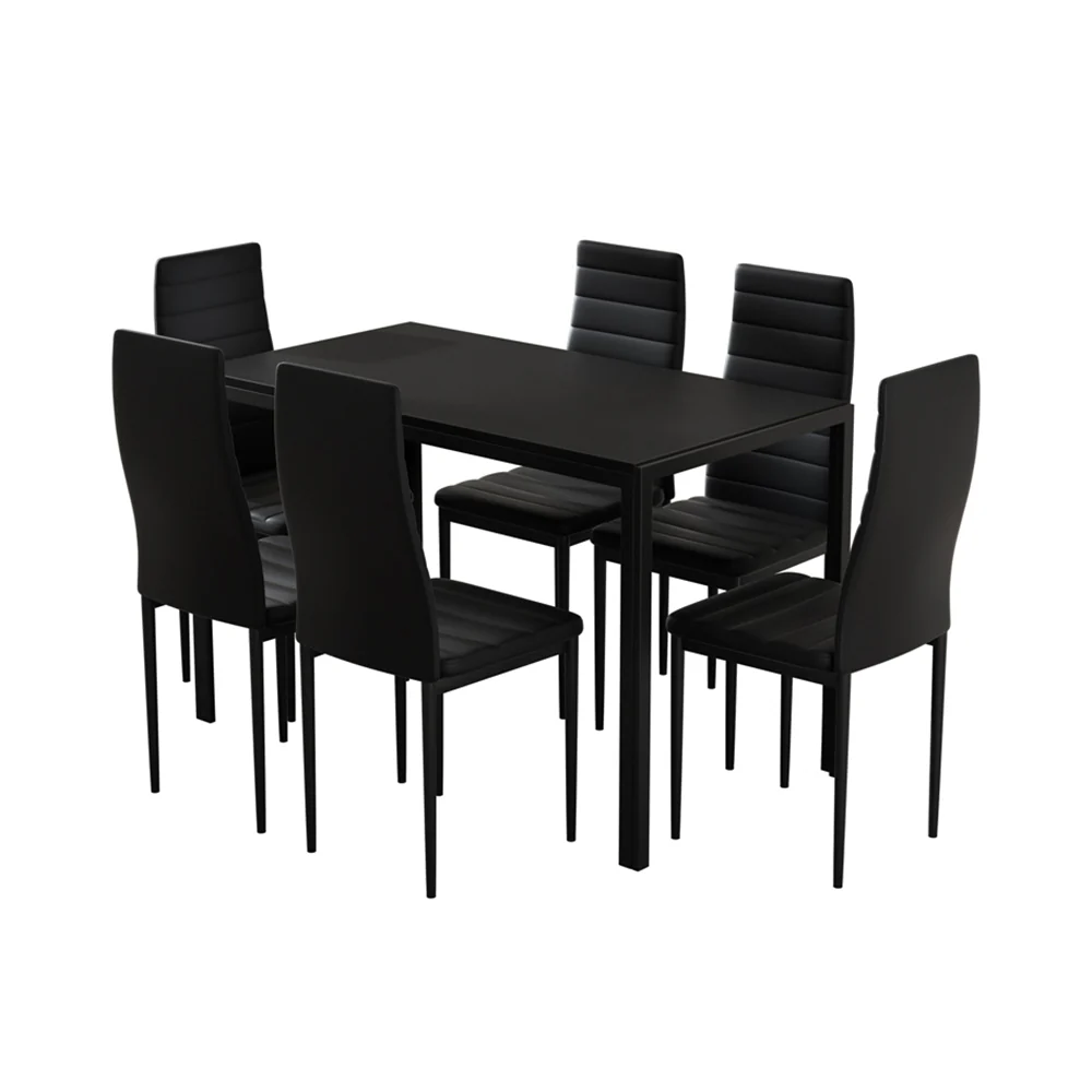 7-Piece Dante Black Dining Table & Chair Set - Nurns