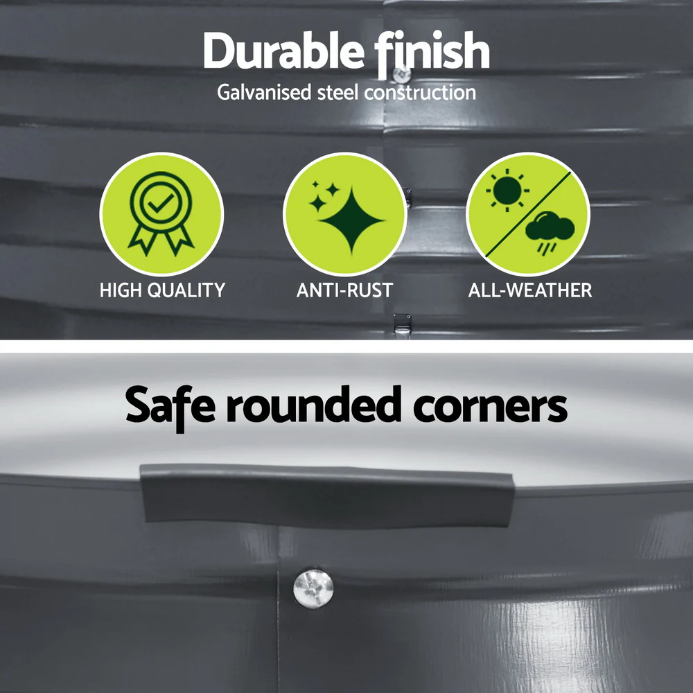 Garden Bed 90x45cm Round Latches Planter Box Raised Galvanised Herb - Nurns