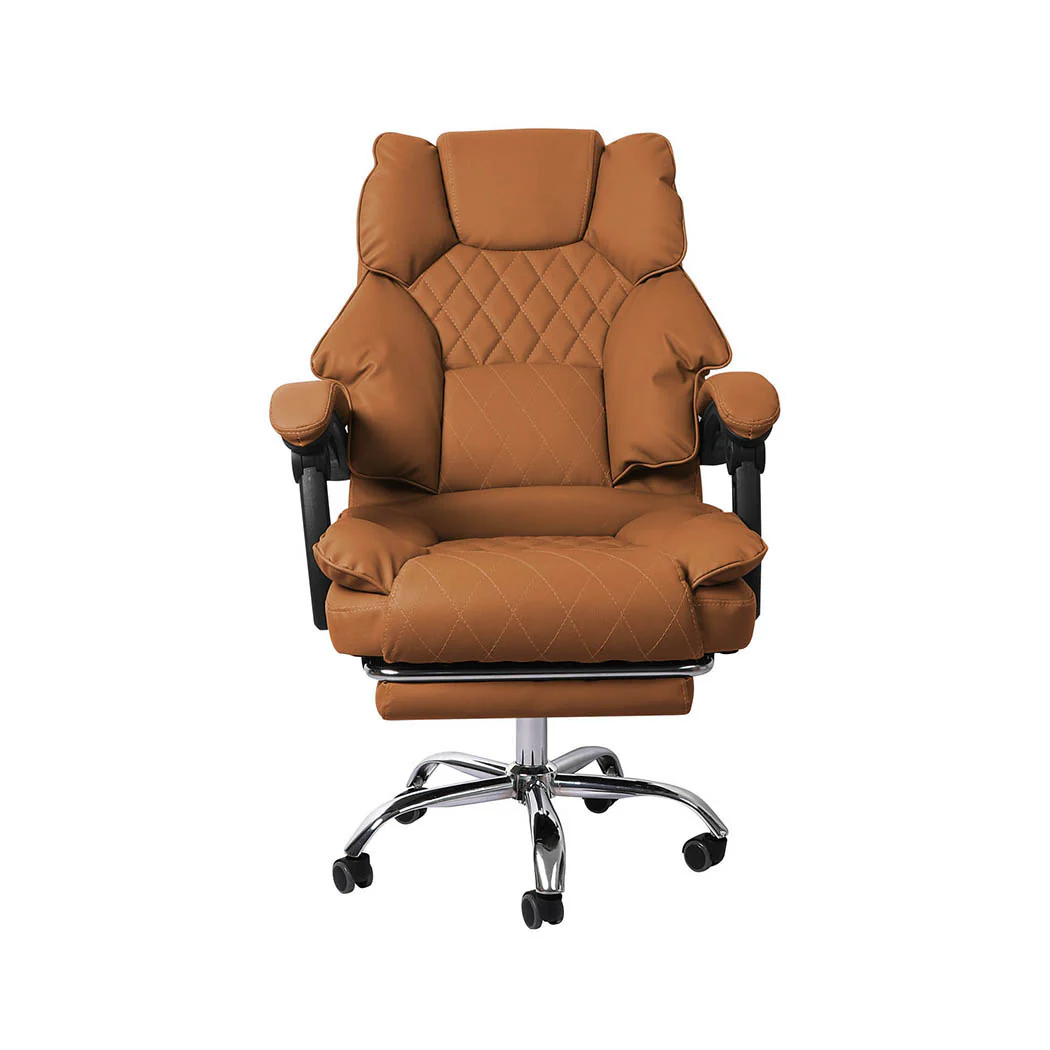 Levede Gaming Chair Office Computer Brown Footrest - Nurns