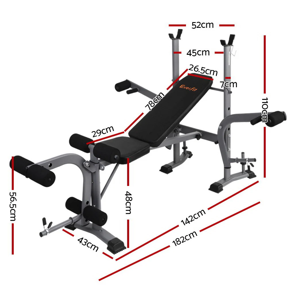 Everfit Weight Bench 8 in 1 Bench Press Adjustable Home Gym Station 200kg - Nurns