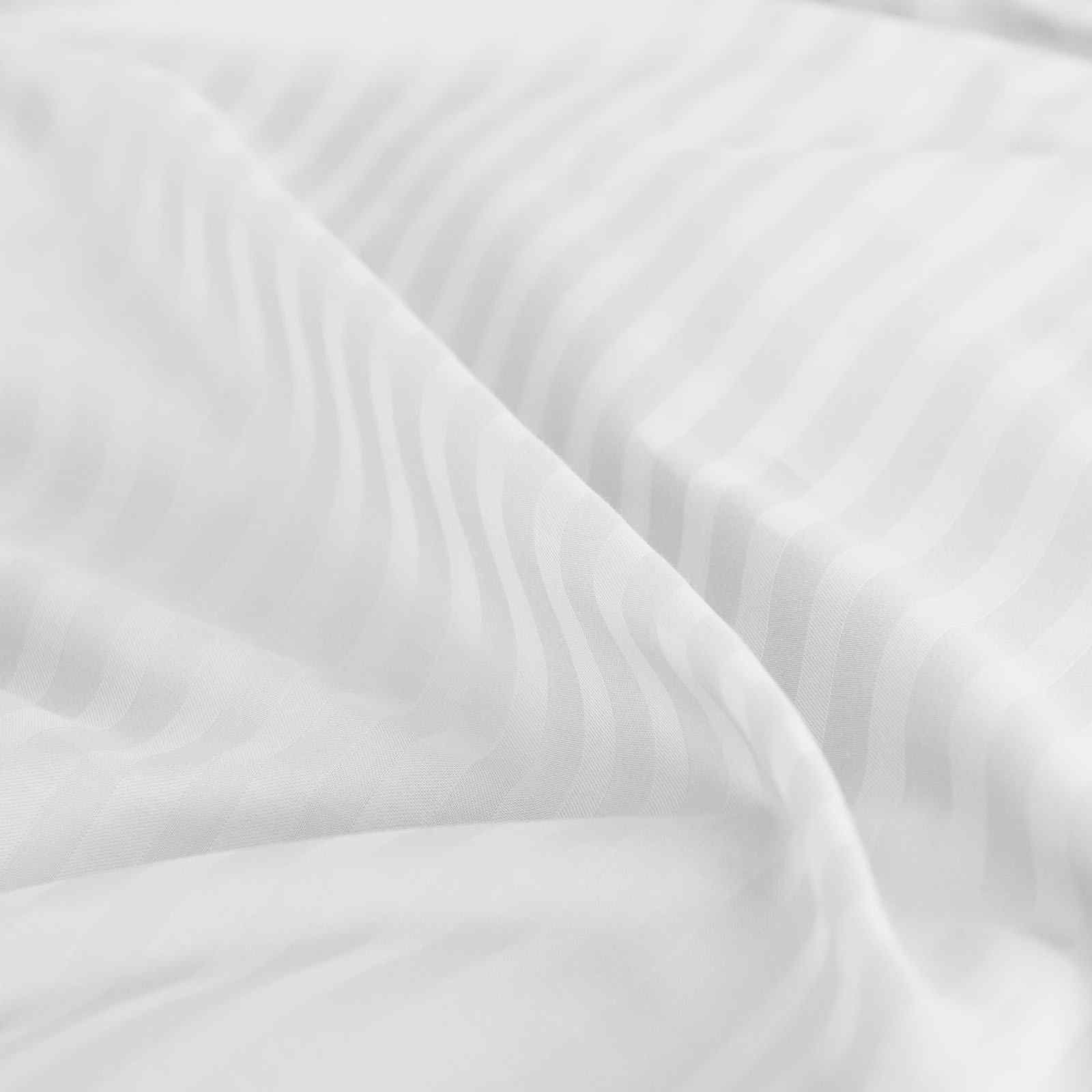 QUEEN 1200 Thread Count Stripe Cotton Blend Quilt Cover Sets - White - Nurns