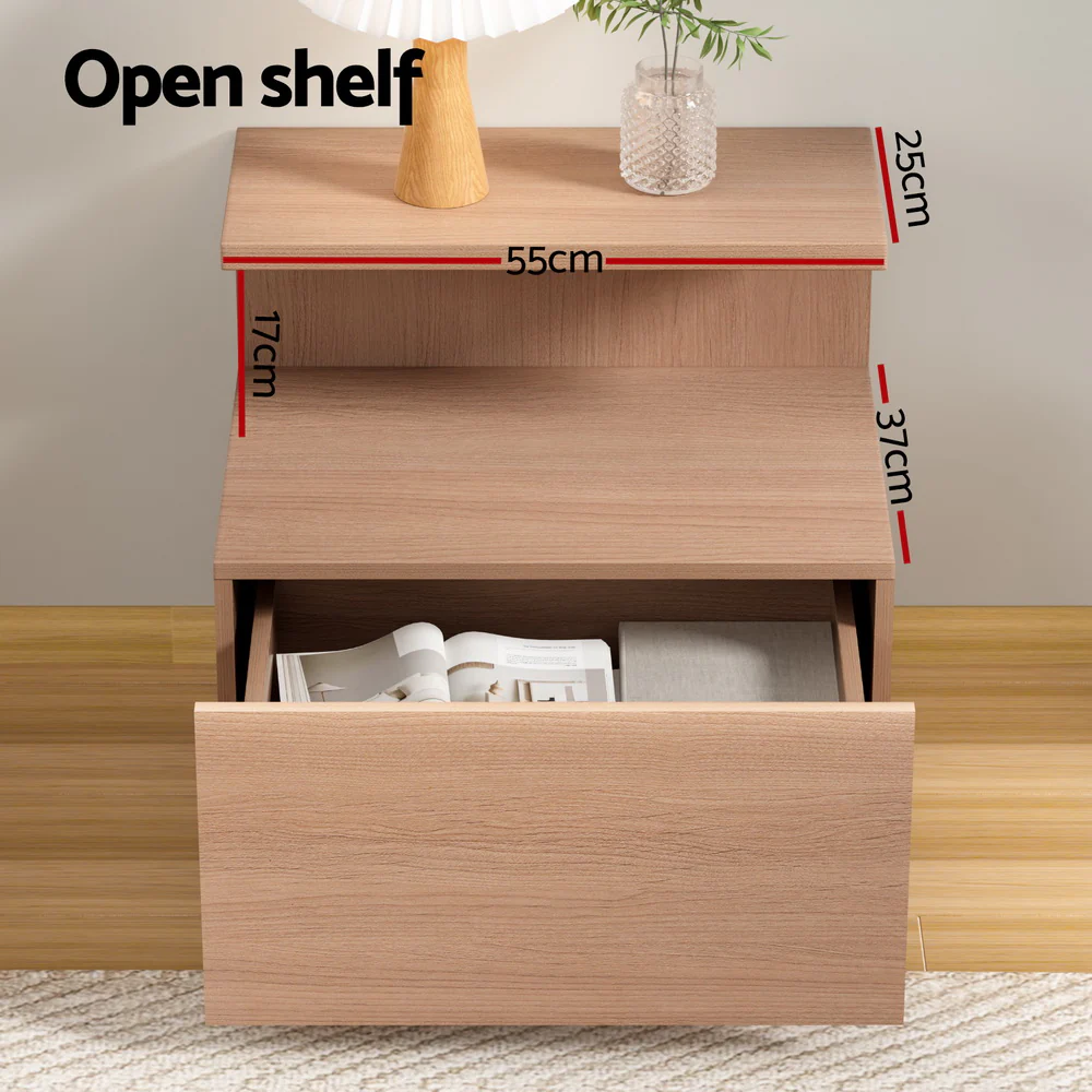 Manitoba Wooden Bedside Tables with 1 Drawer - Pine - Nurns