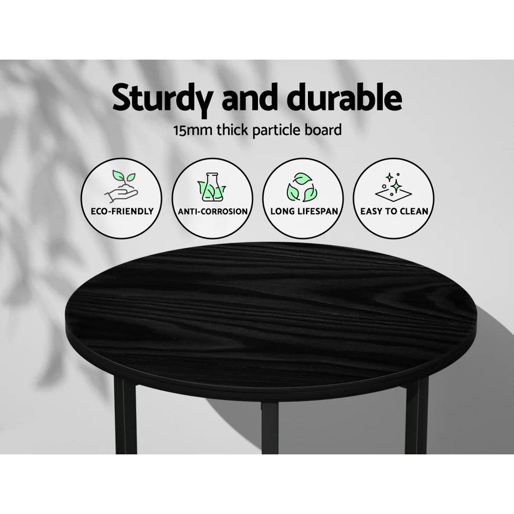 Ixiona Side End Table Round - Black - Nurns