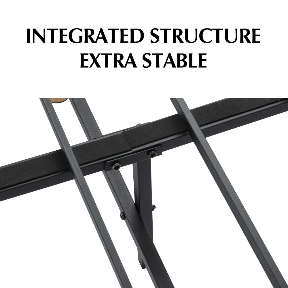 Vera Ensemble Bed Base Mattress Foundation with Metal Stats - Dark Grey Single - Nurns