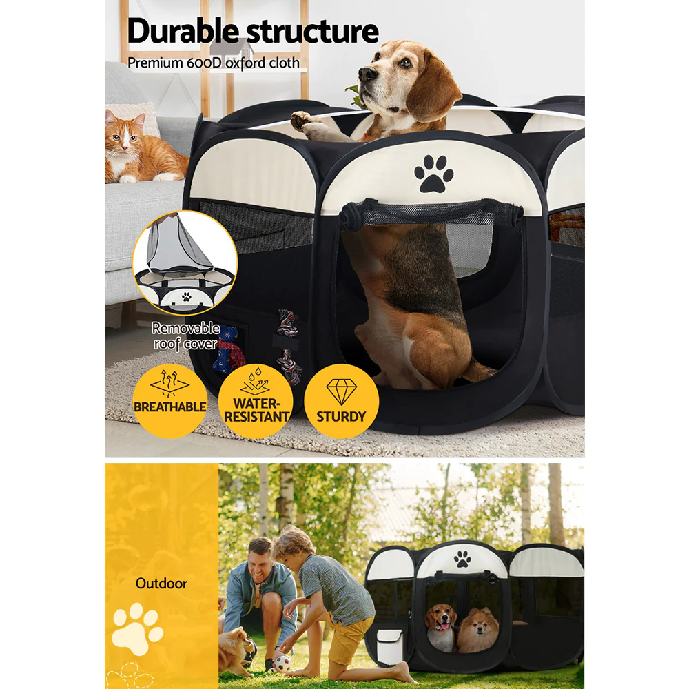 Dog Playpen Pet Playpen Enclosure Crate 8 Panel Play Pen Tent Bag Fence Puppy 3XL - Nurns