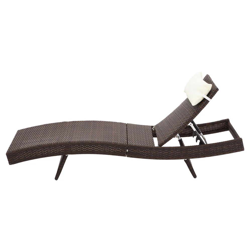 Travis Set of 2 Outdoor Sun Lounge Wicker Chair without Armrest - Brown - Nurns