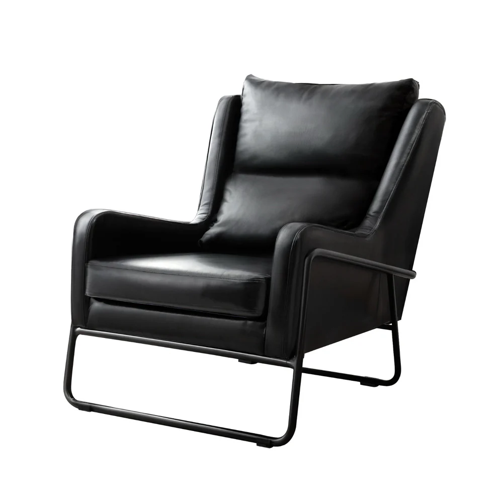 Milly Armchair Accent Chair PU Leather Wingback - Black - Nurns