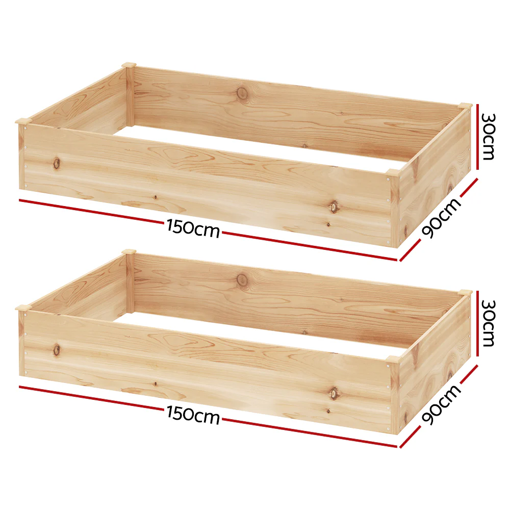 Garden Bed 150x90x30cm Wooden Planter Box Raised Container Growing - Nurns